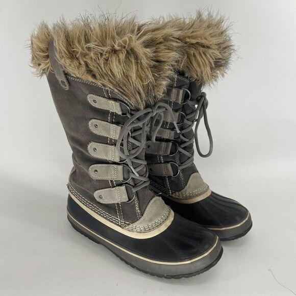 Sorel Joan of Arctic Tan Brown Faux Fur Tall Winter Snow Boot Womens 10 - Picture 1 of 9